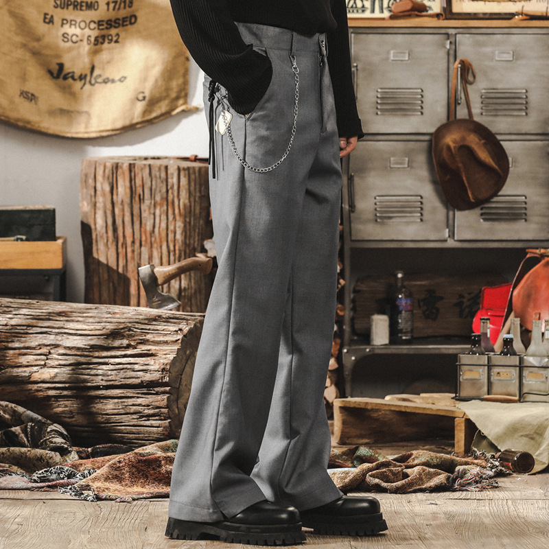 輕熟商務休閒西褲男春季2025新款寬鬆闊腿褲男通勤男士休閒長褲子