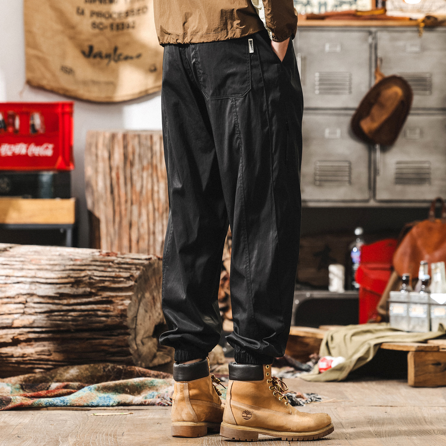 萊賽爾天絲彎刀休閒褲男夏季速幹潮牌直筒男士褲子寬鬆哈倫束腳褲