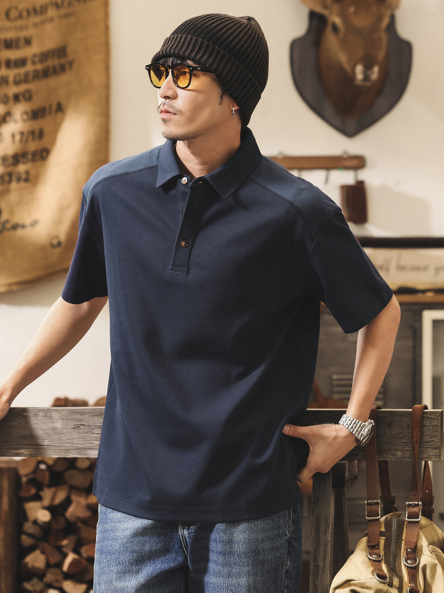 美式復古Polo衫男短袖夏季260g重磅T恤男新款潮牌寬鬆休閒上衣男