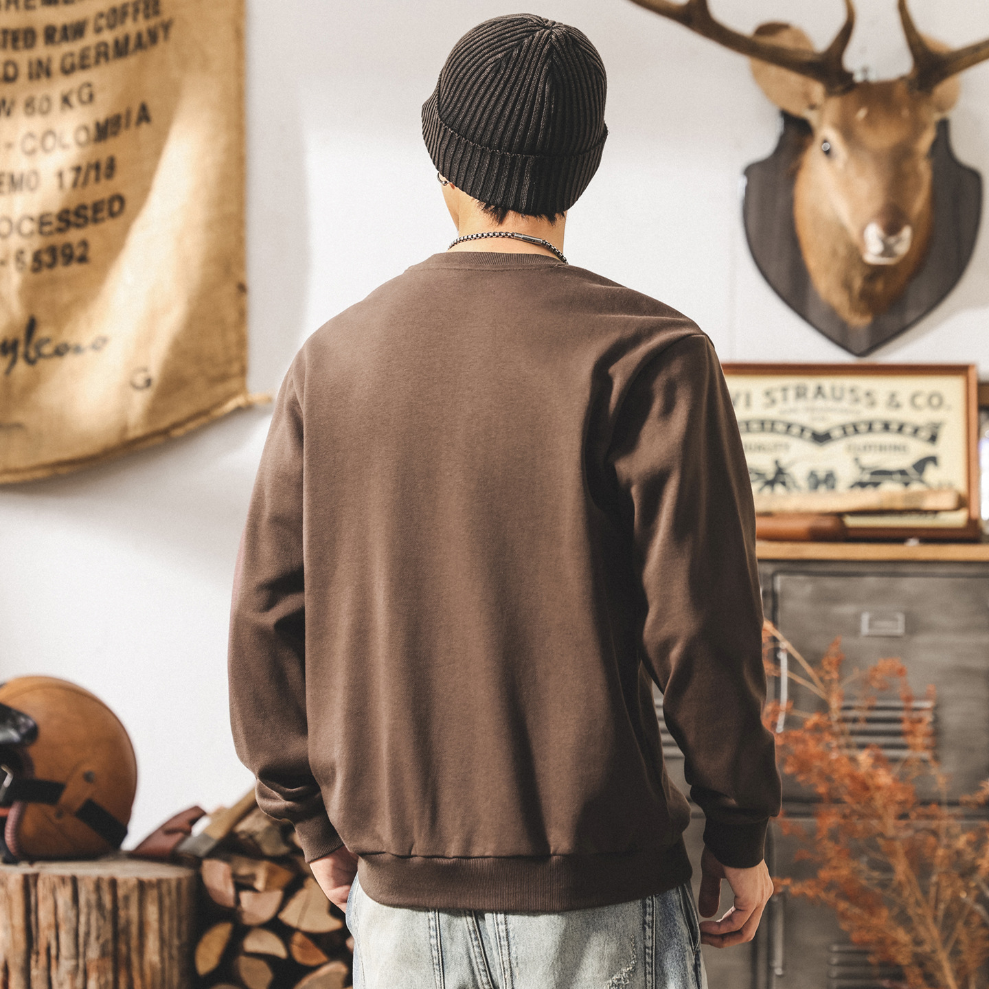 美式复古重磅卫衣男春秋新款潮牌撞色拼接口袋外套男秋季宽松上衣