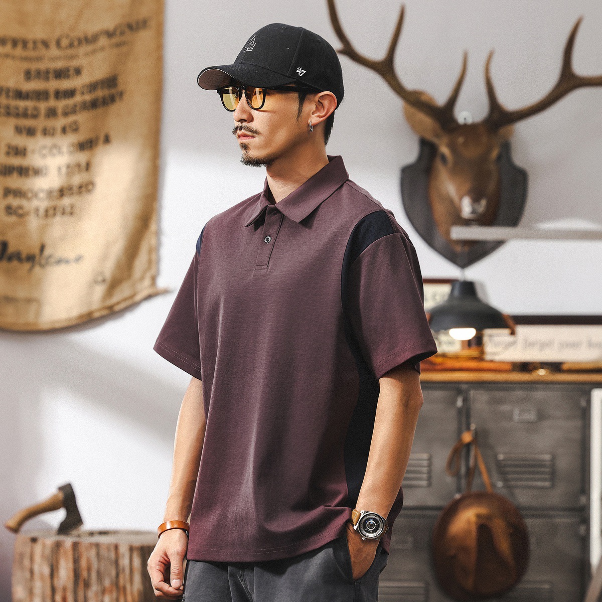 夏季Polo衫男短袖T恤男士半袖潮牌針織體恤2025新款美式復古男裝