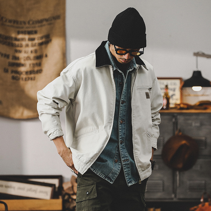 美式經典密歇根工裝夾克男春秋潮牌痞帥復古底特律獵裝硬漢外套男