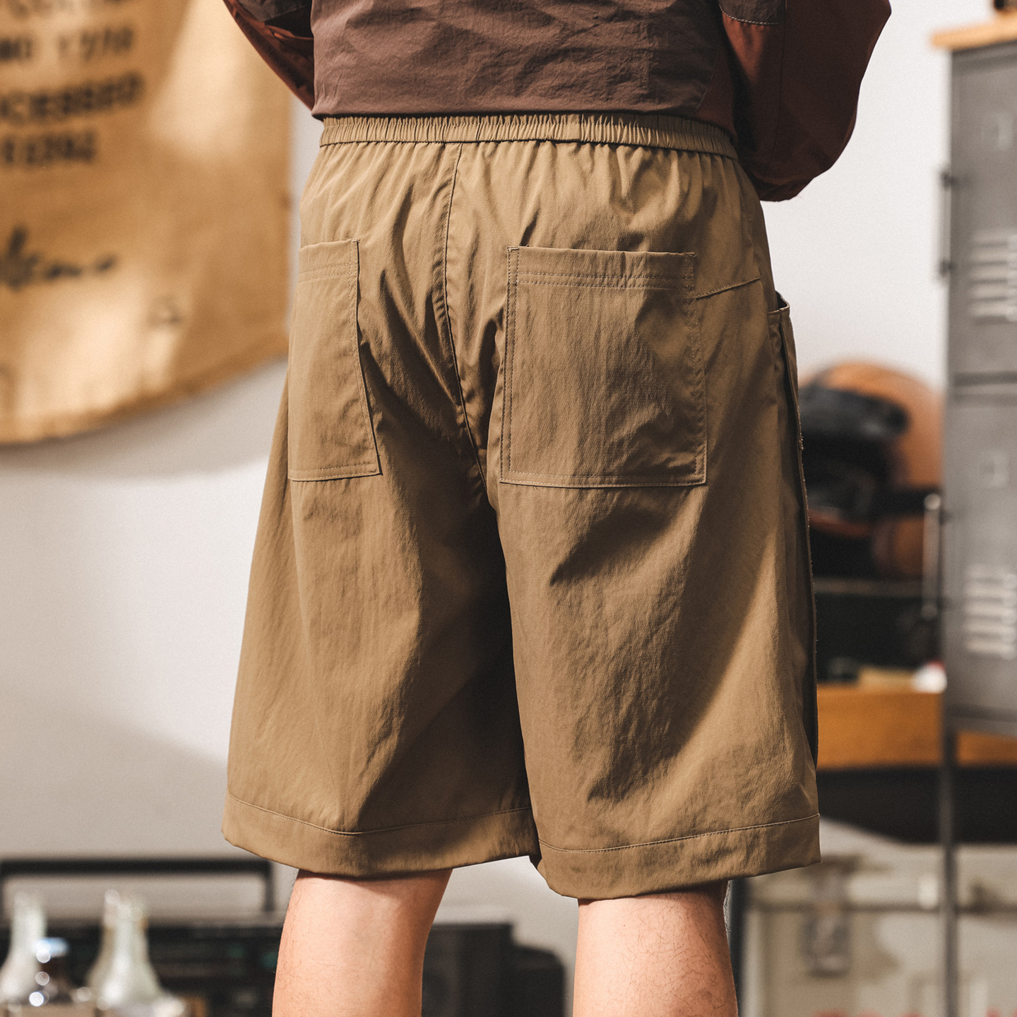 美式復古卡其色工裝短褲男夏季新款戶外速幹五分褲寬鬆潮牌中褲子