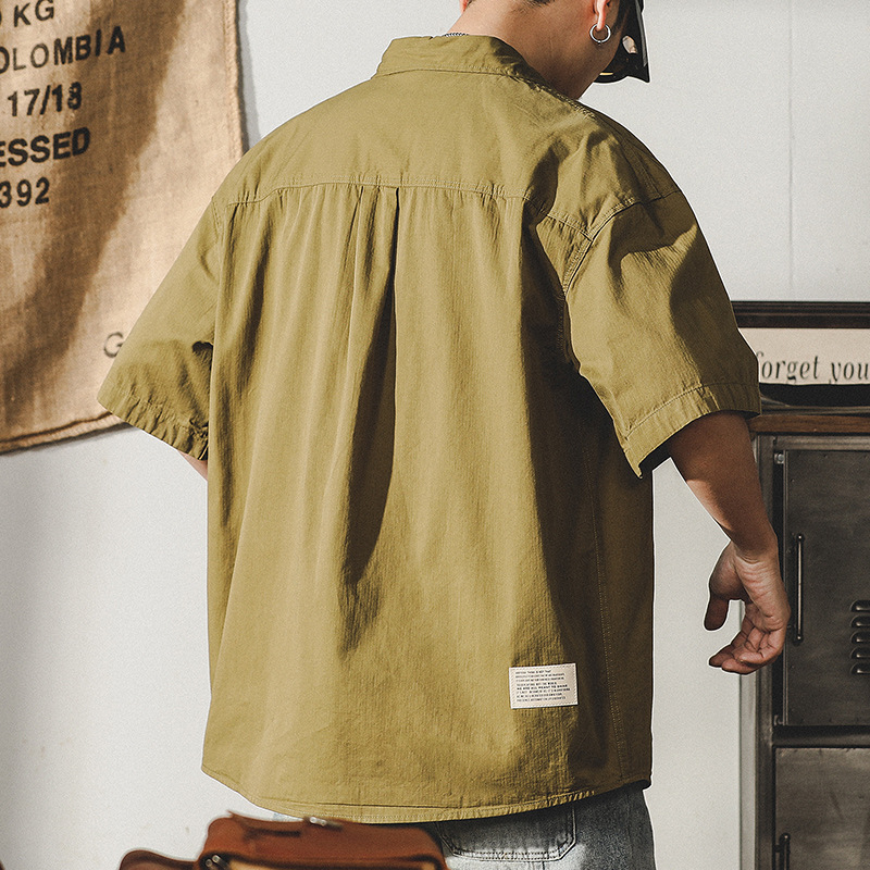 杰雷諾美式工裝襯衫男短袖夏季外套男薄款山系戶外通勤潮牌襯衣男