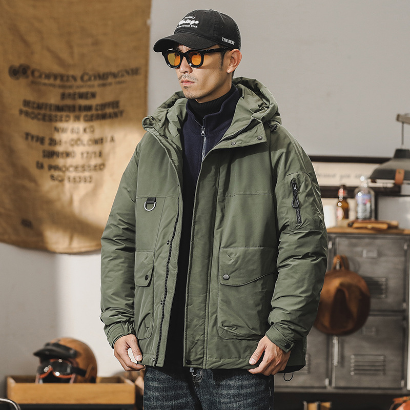 新國標90鴨絨羽絨服男冬季戶外機能工裝外套保暖加厚連帽衝鋒衣男