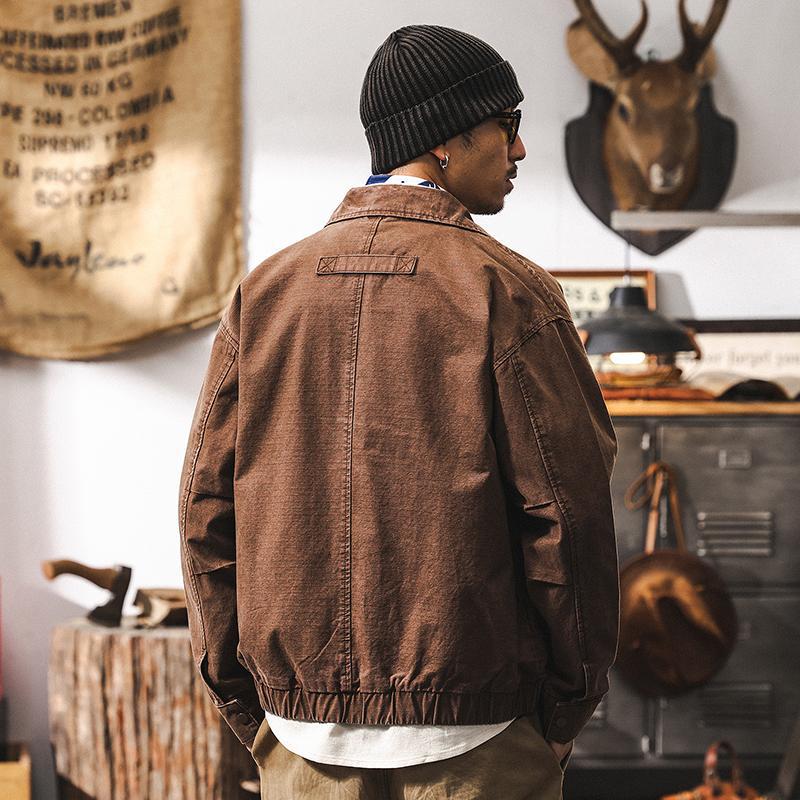 美拉德復古工裝外套男春季2025新款美式潮牌水洗做舊寬鬆男士夾克