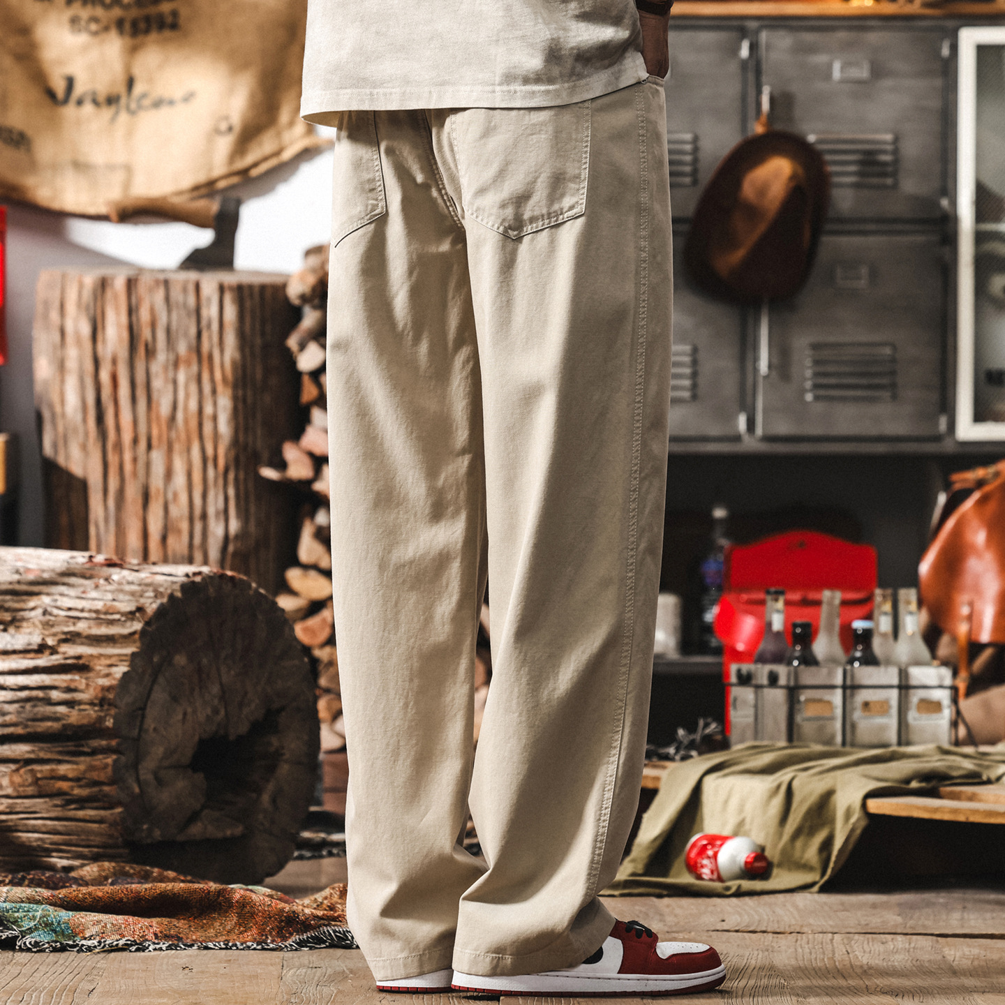 萊賽爾天絲薄款褲子男士夏季新款美式2025寬鬆大碼簡約直筒休閒褲