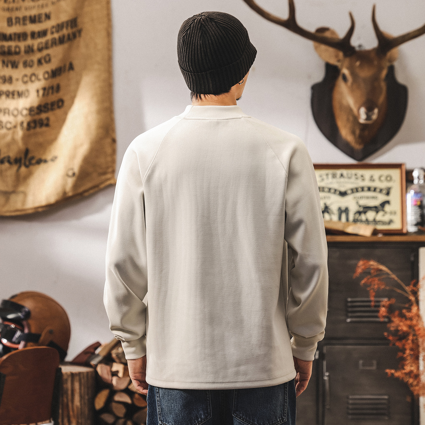 美式復古410g重磅t恤男長袖秋季2025新款親膚絨感打底衫寬鬆上衣