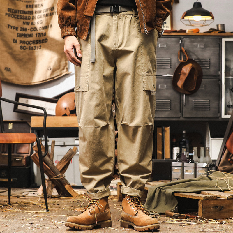 美式復古黑色工裝褲男秋季潮牌寬鬆直筒2024新款城市通勤休閒褲男