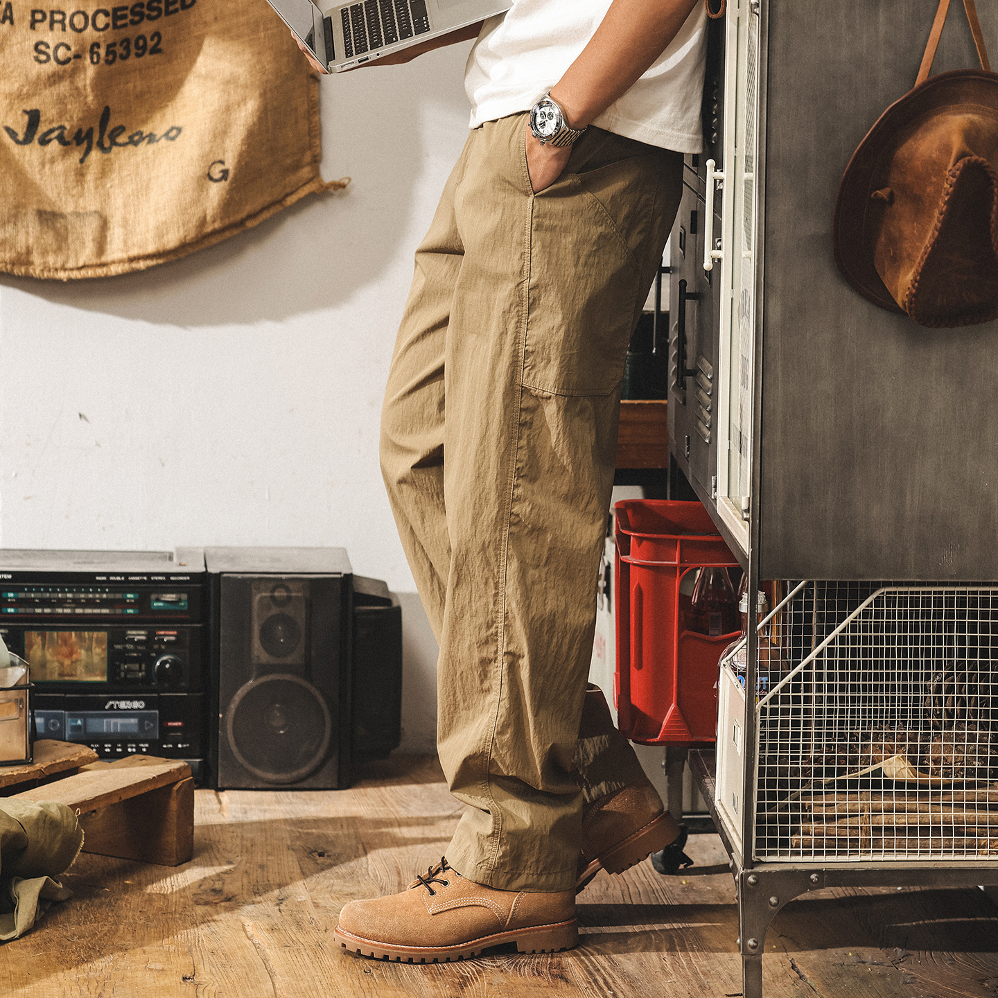 美式復古戶外工裝褲子男士2025新款寬鬆直筒男士休閒褲男秋季長褲