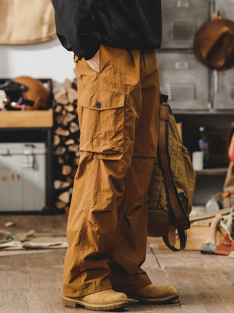 高級感工裝褲子男寬鬆直筒男士休閒褲城市戶外通勤機能戰術衝鋒褲