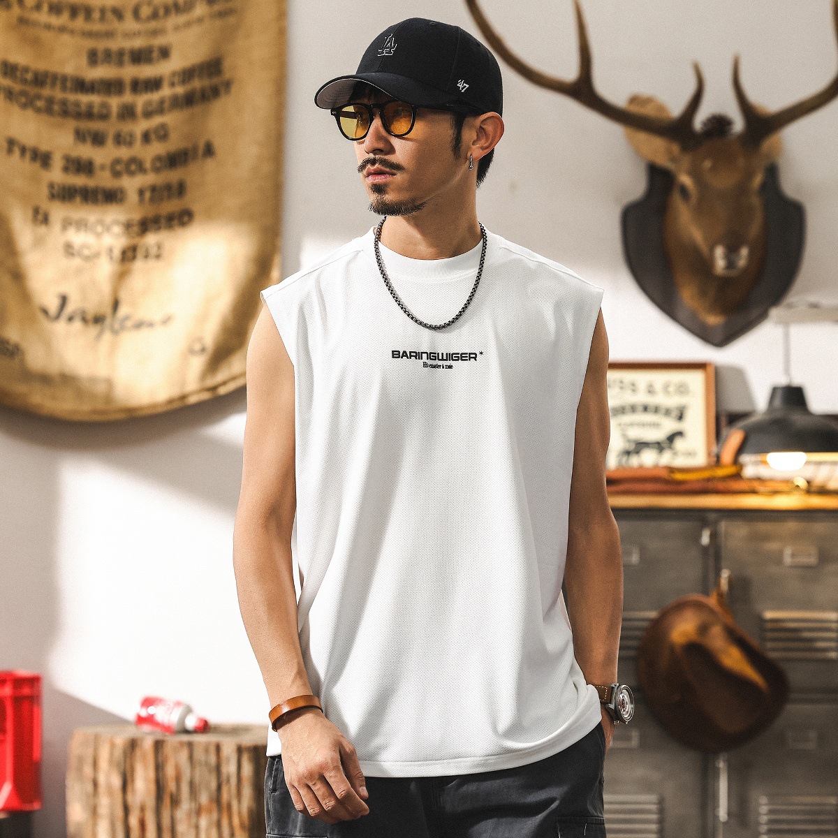 冰絲網眼涼感健身背心男夏季籃球坎肩運動上衣寬鬆潮牌無袖T恤男