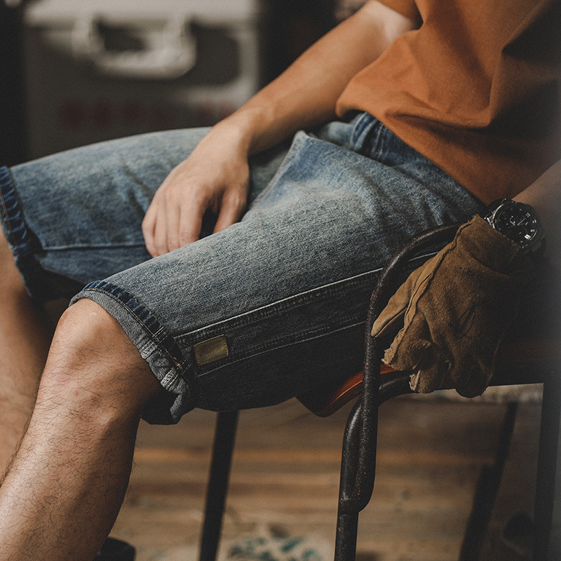 美式工裝短褲男夏季2024年新款寬鬆直筒牛仔褲男潮牌做舊五分褲男