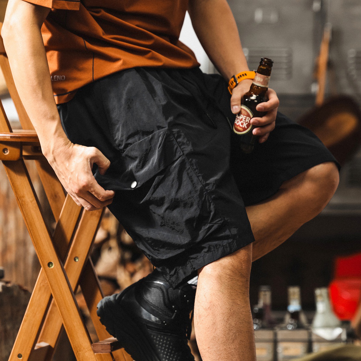 美式復古輕薄涼感速幹工裝短褲男款夏季薄款卡其色休閒寬鬆五分褲