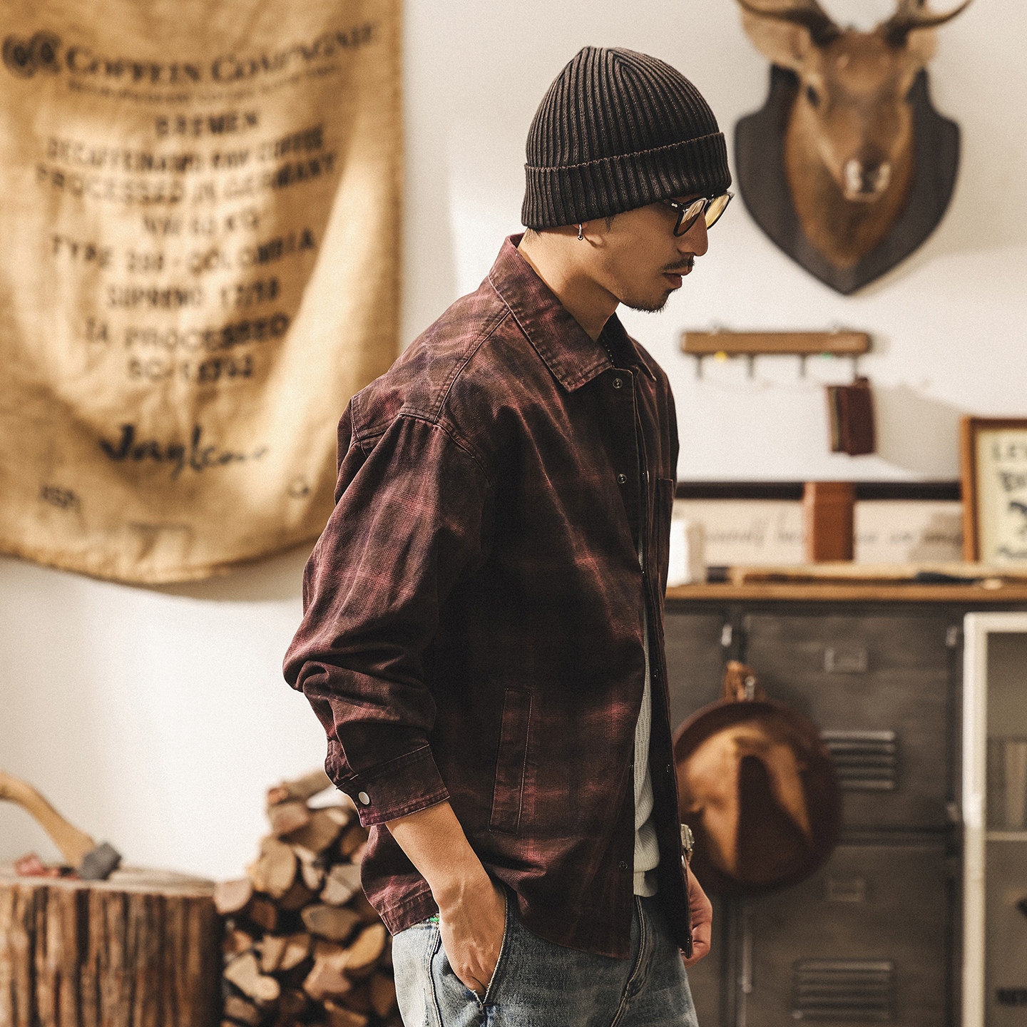 美式復古硬朗工裝夾克男春季新款帥氣寬鬆潮流外套男春秋水洗襯衫