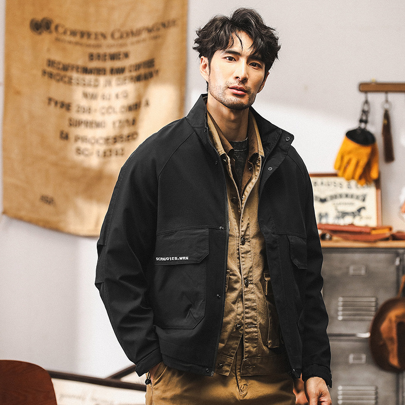 美式復古工裝外套男春秋2024新款城市戶外通勤衝鋒衣潮牌休閒夾克