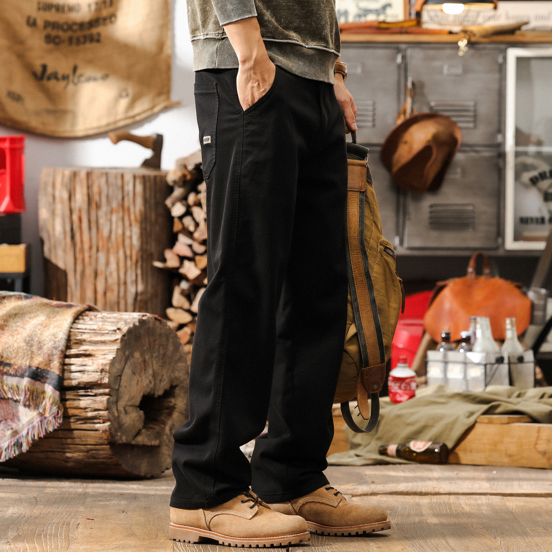 活性染不掉色美式牛仔褲男夏季垂感萊賽爾長褲潮牌寬鬆直筒休閒褲