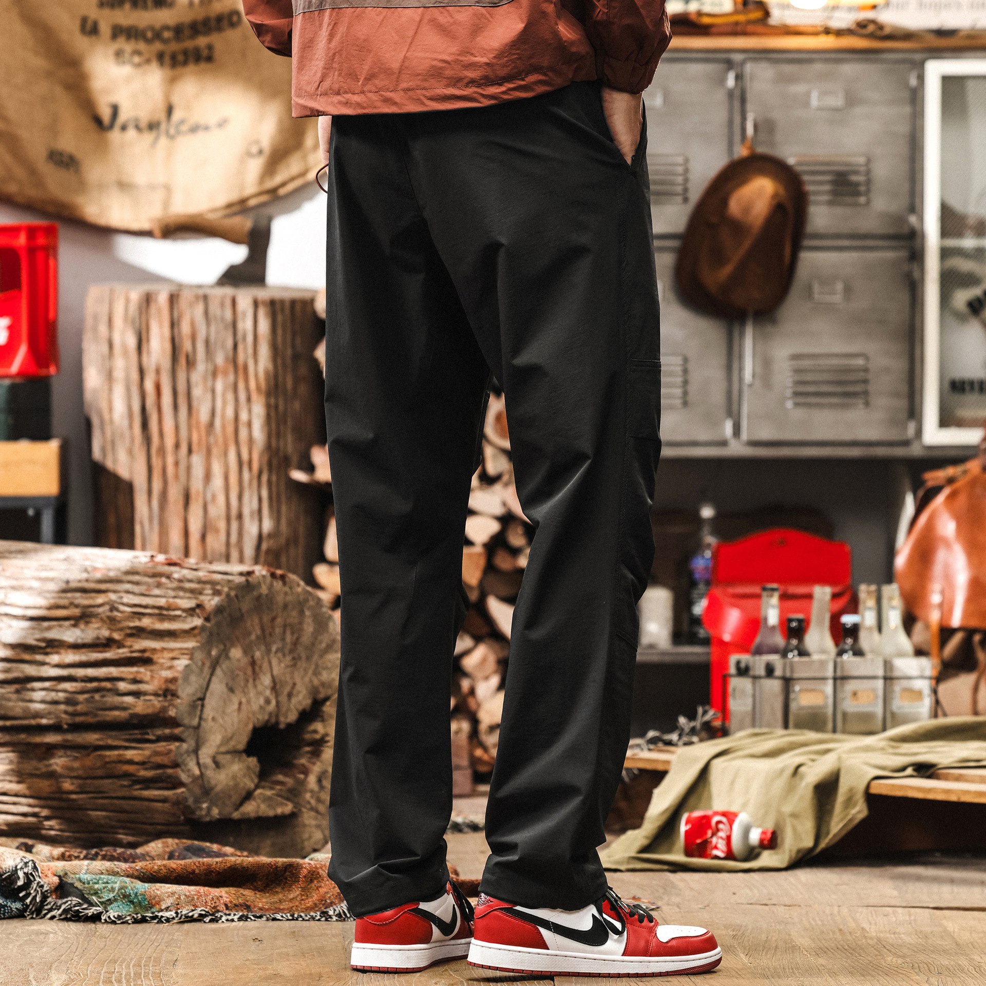 冰絲涼感薄款褲子男夏季速幹長褲戶外徒步彈力通勤直筒褲男休閒褲