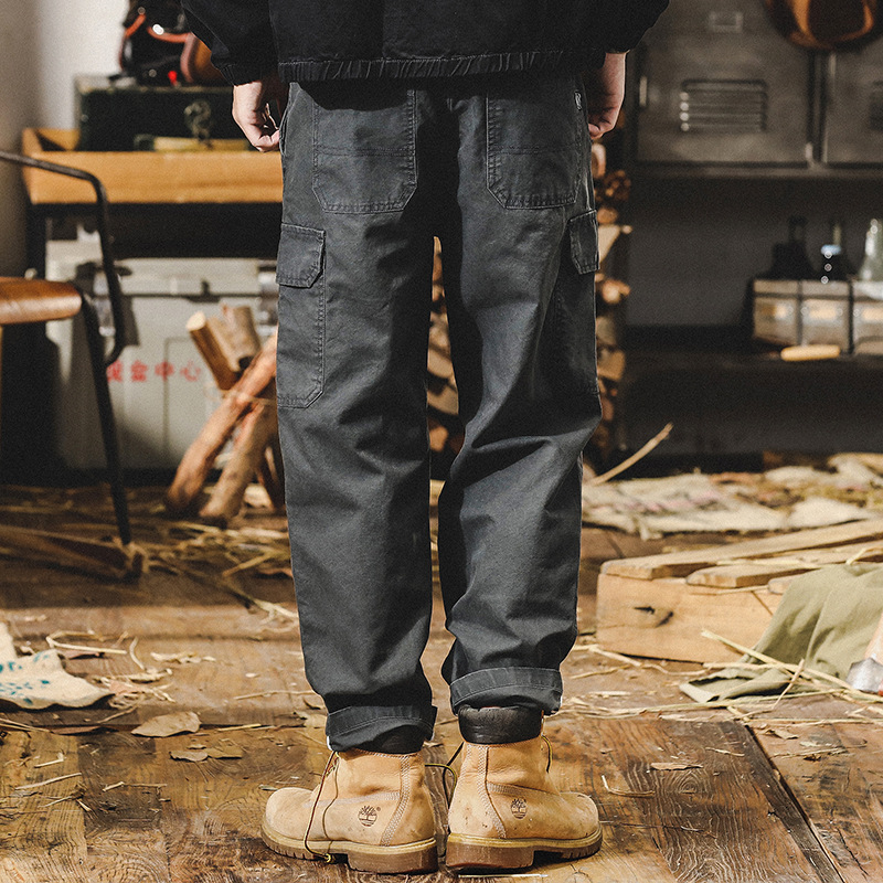 美式復古工裝褲子男秋冬款寬鬆直筒2024年潮牌戶外機能男士休閒褲
