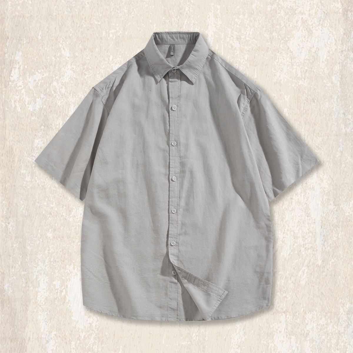 高級感中式國風亞麻短袖襯衫男夏季新款2025寬鬆休閒半袖薄款襯衣