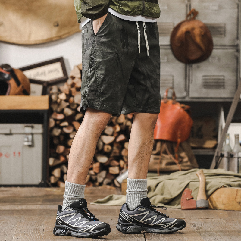 戶外速乾軍綠色迷彩工裝短褲男夏季薄款寬鬆大碼男士休閒五分褲潮