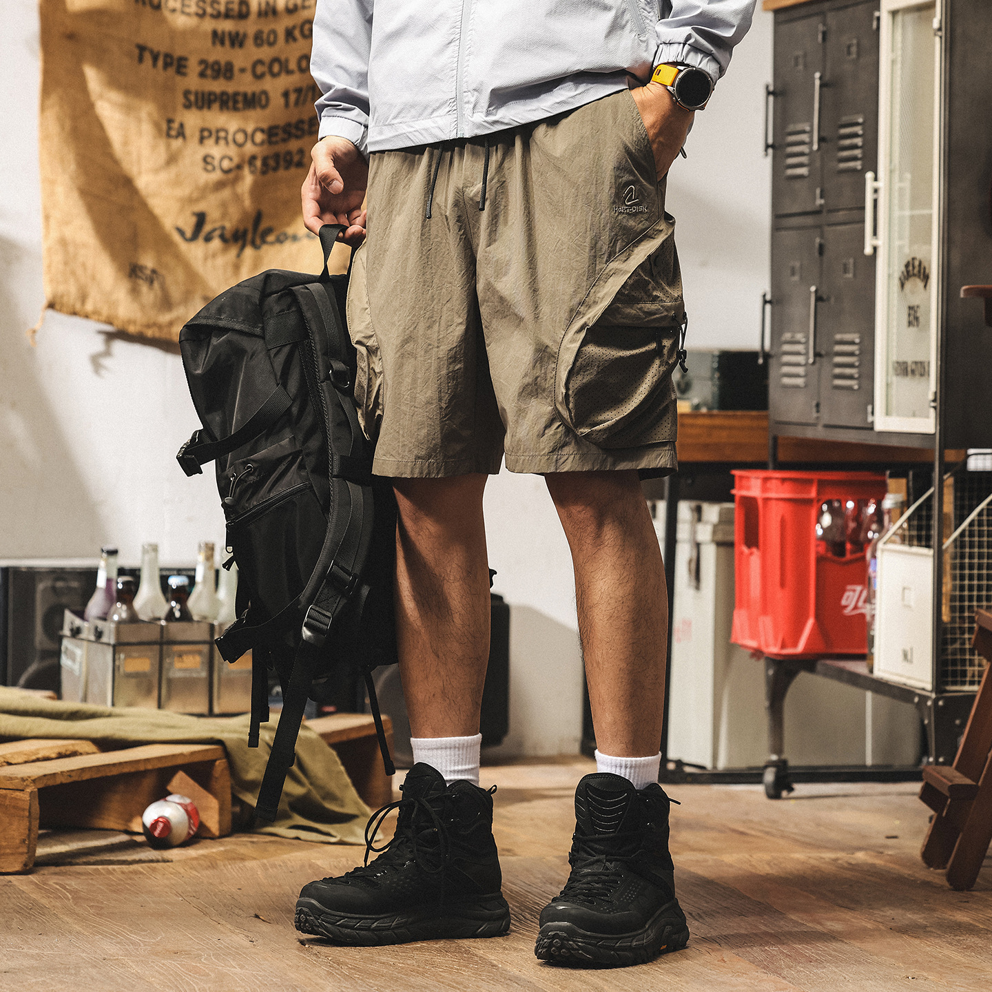 美式工裝短褲男夏季新款山系戶外潮牌五分褲男款寬鬆大碼休閒中褲