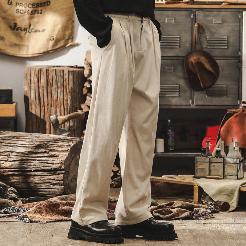 美式復古休閒褲男寬鬆秋季2024新款潮牌百搭上班通勤垂感直筒長褲