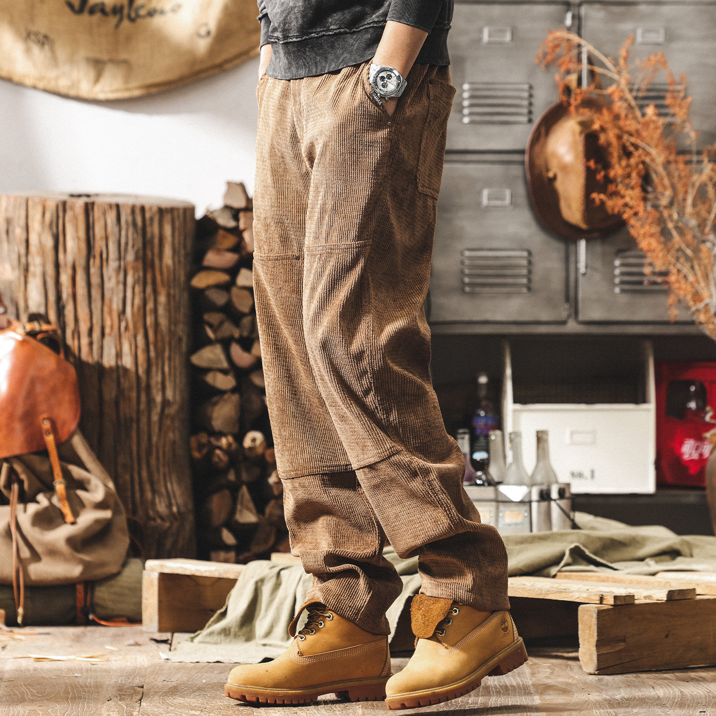 美式復古燈芯絨褲子男士寬鬆長褲春季2026新款潮牌直筒休閒工裝褲