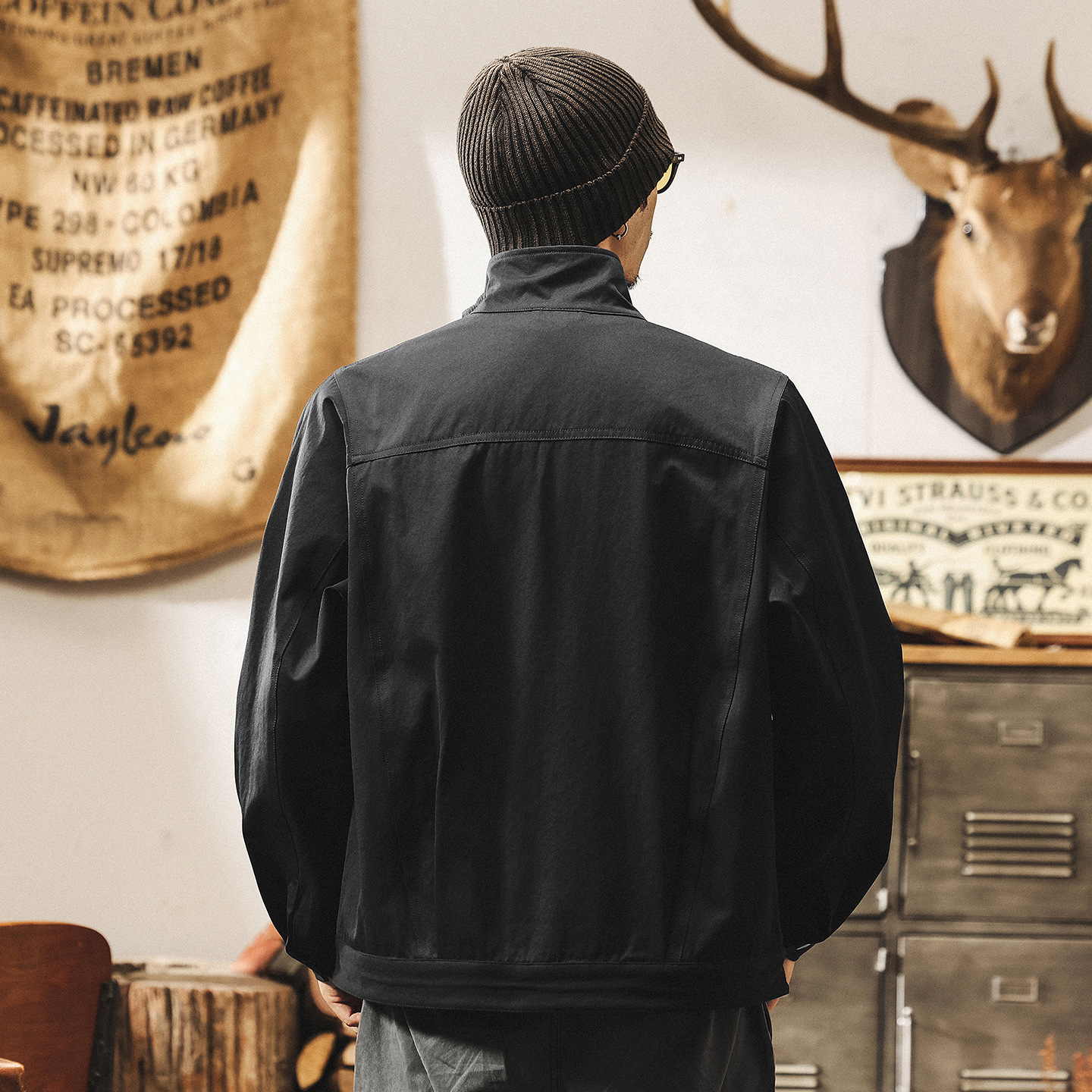 美式復古潮牌機車立領夾克男春秋新款高街痞帥寬鬆工裝飛行員外套