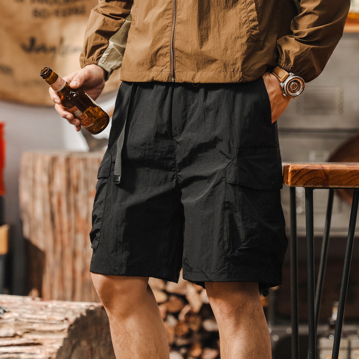 美式復古戶外機能風工裝短褲男夏季2025新款多口袋寬鬆男士五分褲