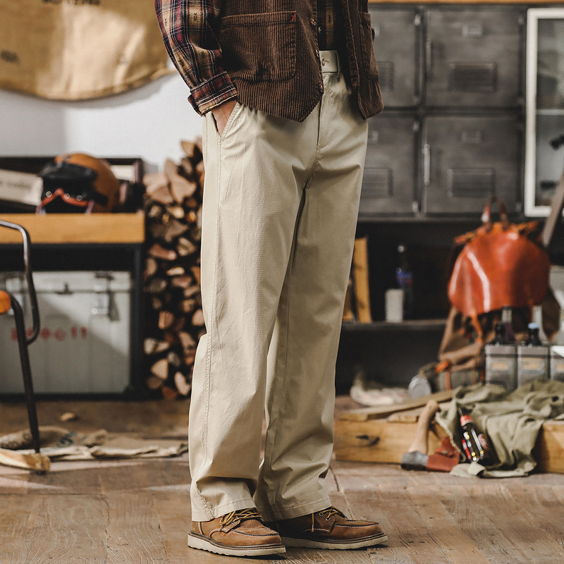 簡約潮牌工裝褲子男美式2024新款春季薄款男褲寬鬆直筒男士休閒褲