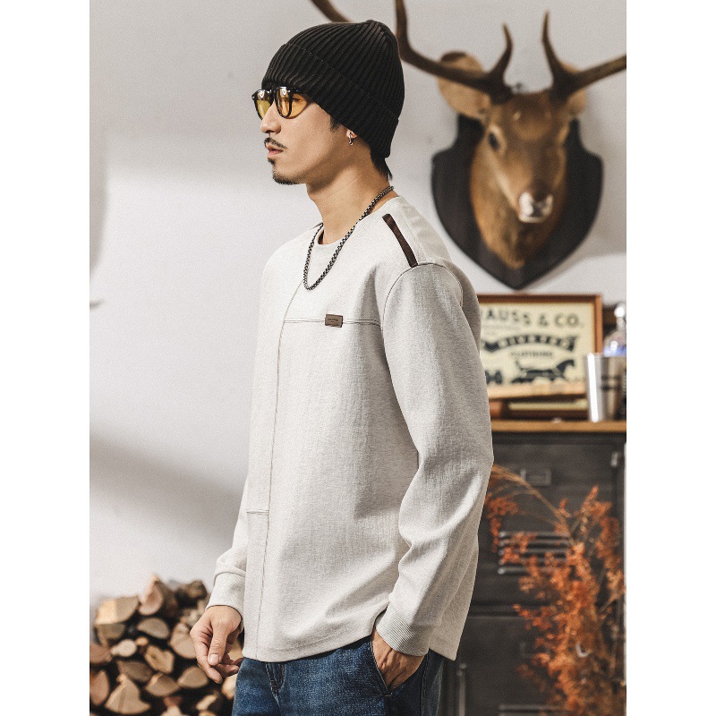 美式復古長袖t恤男寬鬆秋季新款重磅衛衣男春秋潮牌寬鬆男士上衣T