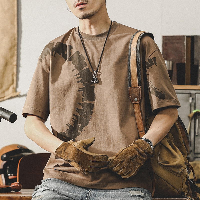 杰雷諾美式復古280g重磅T恤男短袖夏季新款寬鬆上衣半截袖男裝潮T