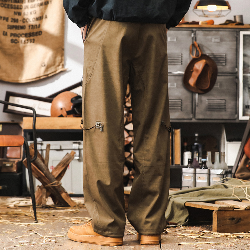 美式潮牌復古工裝褲子男秋季臟染水洗直筒褲2024新款寬鬆休閒褲男