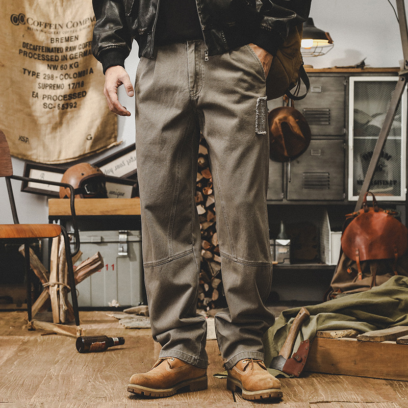 美式複古重磅牛仔褲男直筒秋季潮牌寬松水洗休閑長褲男士工裝褲子