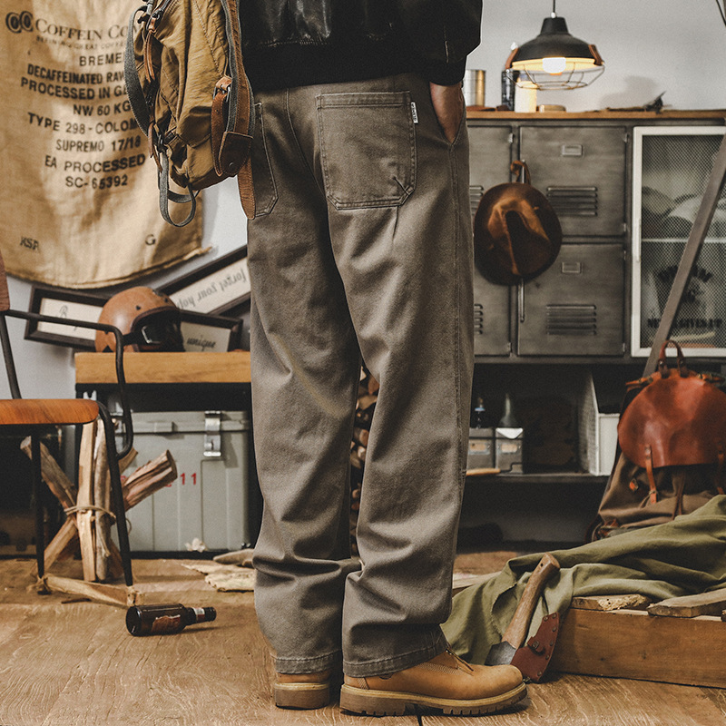 美式複古重磅牛仔褲男直筒秋季潮牌寬松水洗休閑長褲男士工裝褲子