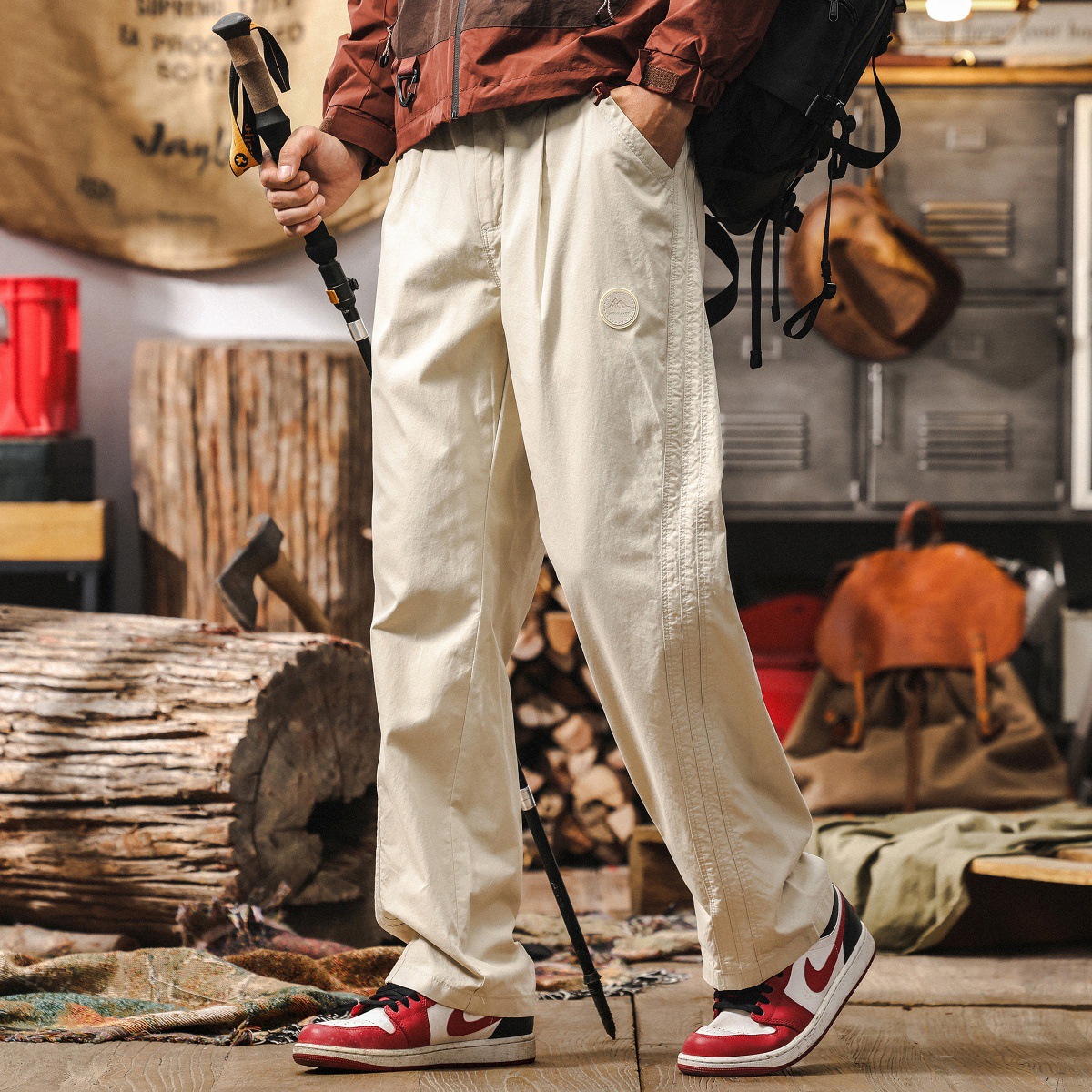 美式復古立體裁剪薄款褲子男2025新款春季潮牌寬鬆直筒休閒褲