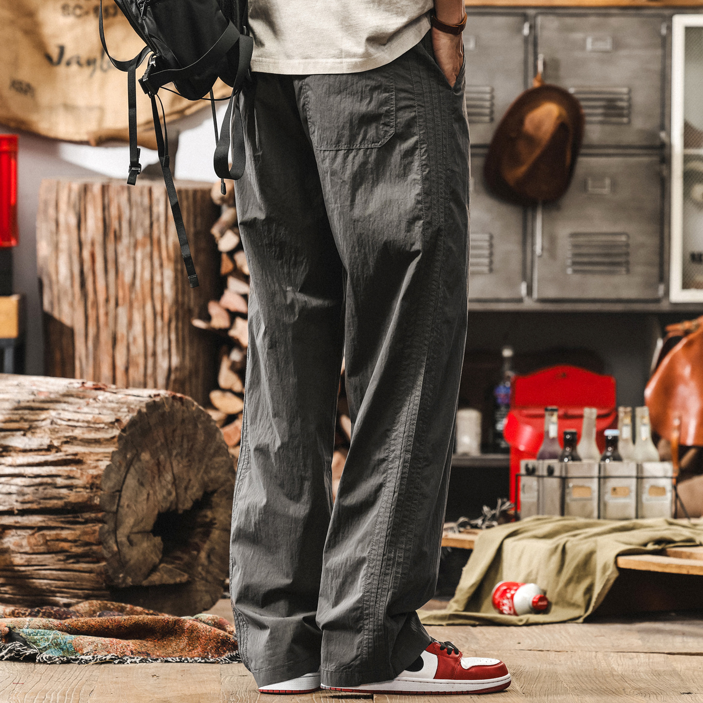 美式復古寬鬆闊腿休閒褲男夏季新款直筒垂感男士褲子薄款速幹褲男