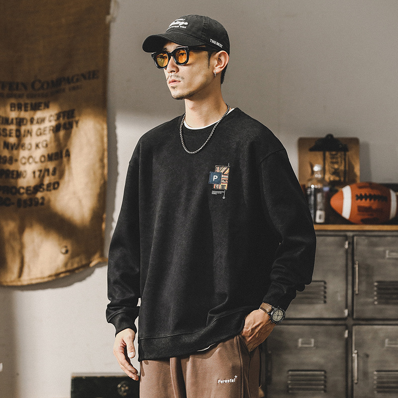 杰雷諾美式重磅350g潮流印花衛衣男秋冬款復古做舊休閒長袖上衣男