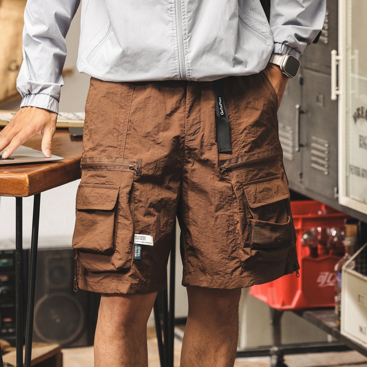 美式復古工裝短褲男士夏季新款潮牌五分褲男寬鬆戶外速干休閒中褲