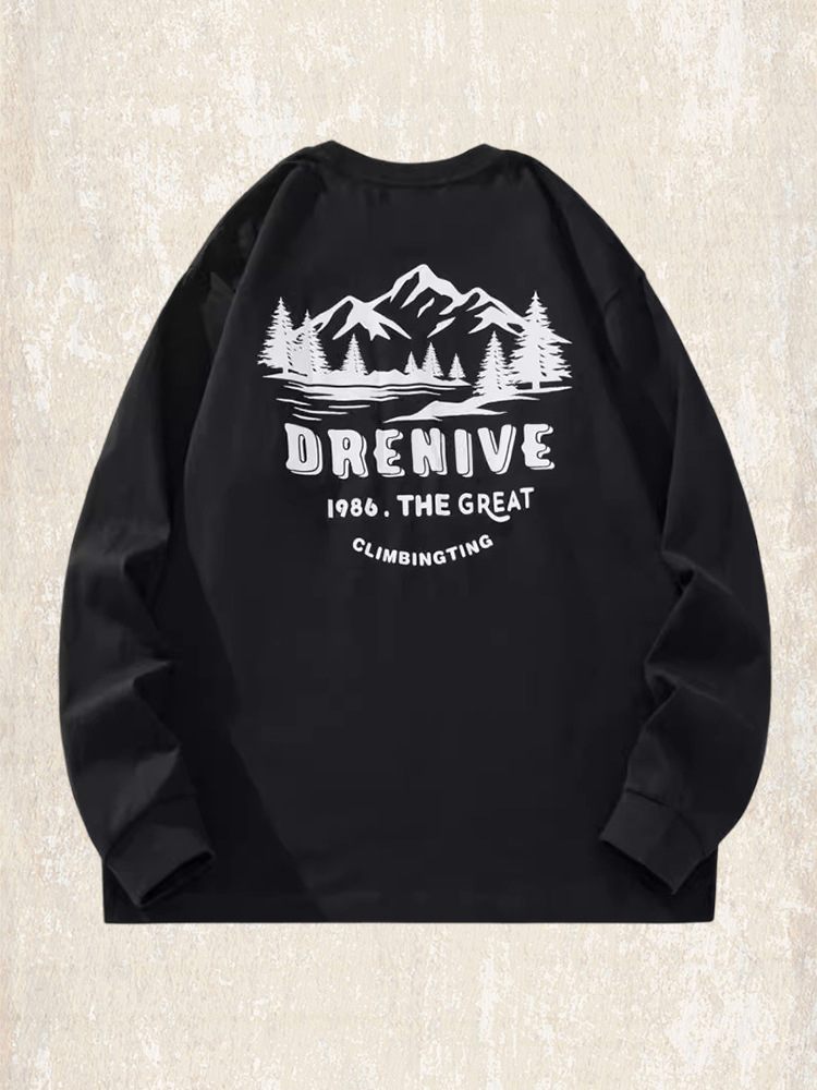 美式重磅複古長袖t恤男2024新款潮牌秋季上衣寬松大碼衣服男