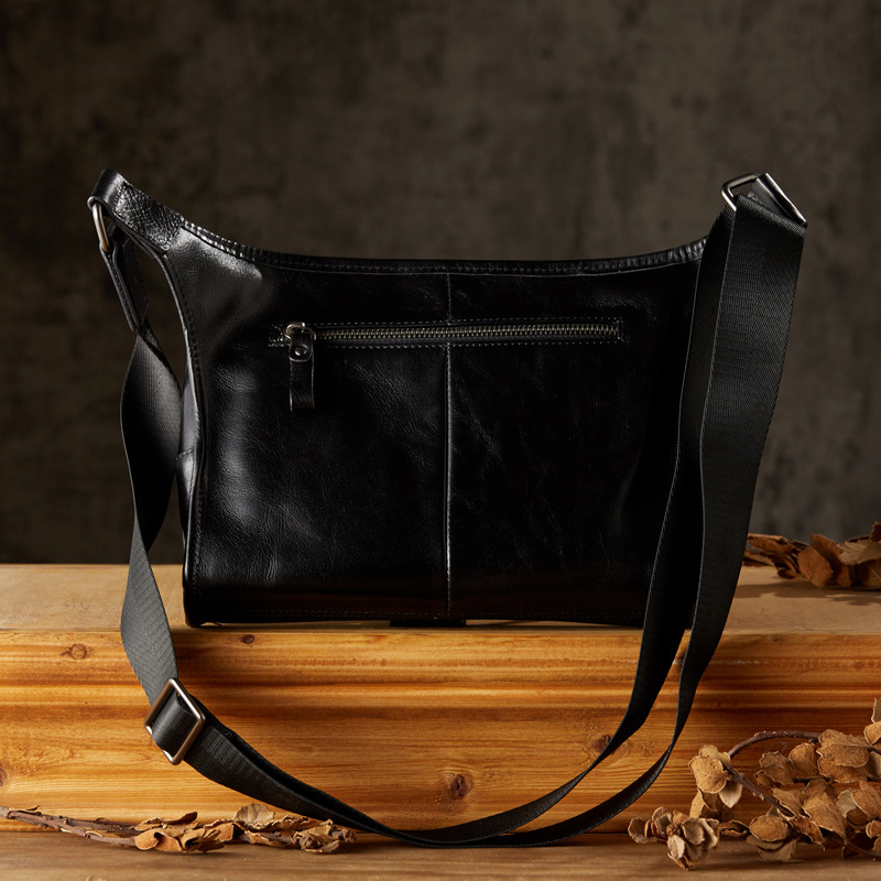 手工植鞣牛皮男士斜挎包通勤休閒大容量單肩包多功能百搭真皮男包