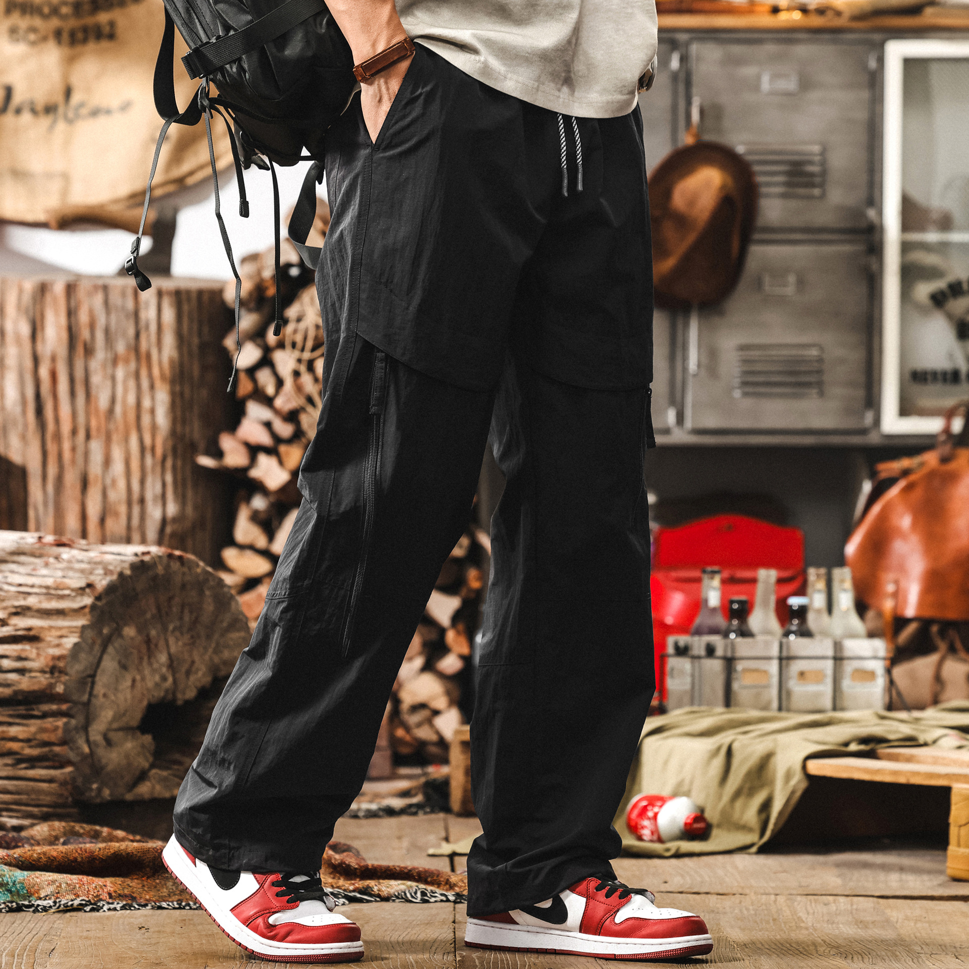 輕量化戶外冰絲涼感褲子男夏季薄款速幹徒步長褲男直筒寬鬆休閒褲