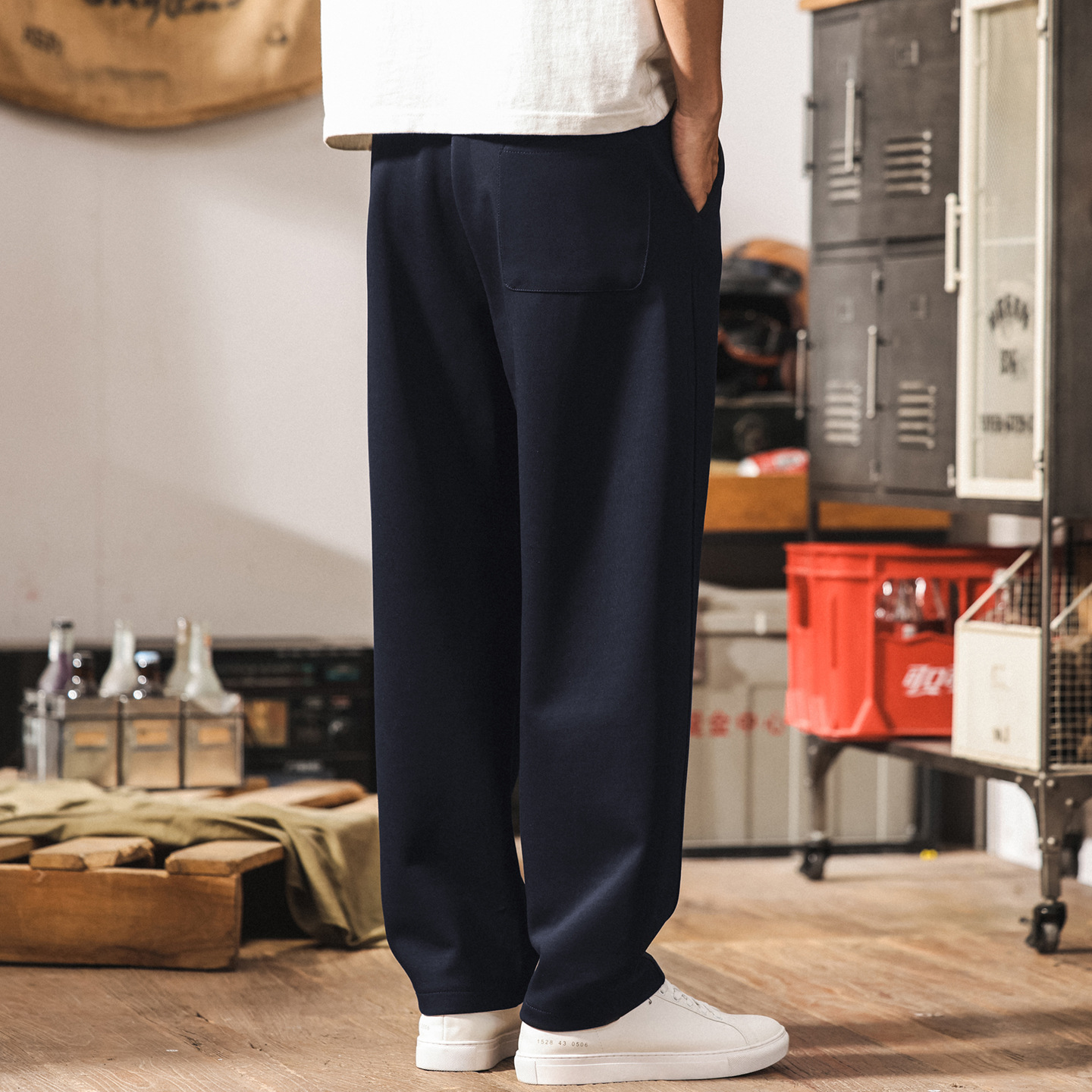 寬鬆垂順鬆弛感褲子男夏季新款寬鬆衛褲潮牌彎刀褲男士直筒休閒褲