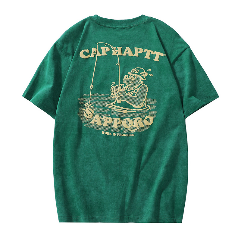 杰雷諾美式經典復古重磅T恤男短袖夏季潮牌寬鬆趣味印花半袖上衣T