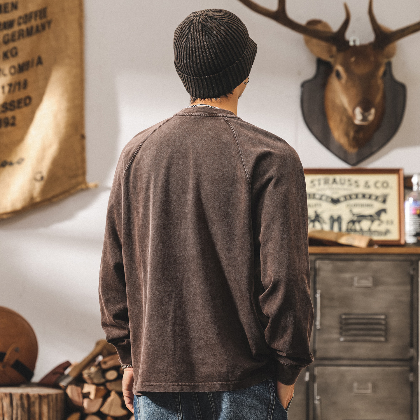 美式復古長袖t恤男2025新款潮牌男裝硬漢280g重磅寬鬆秋季上衣男T