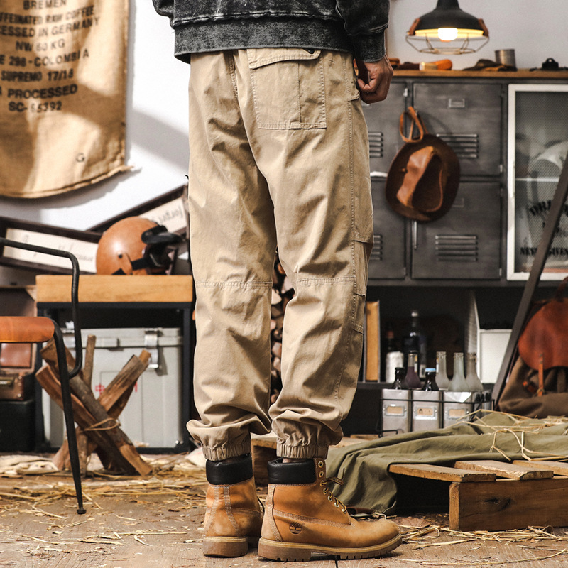 美式復古工裝褲子男春秋款潮牌寬鬆直筒男士休閒褲秋季束腳戰術褲