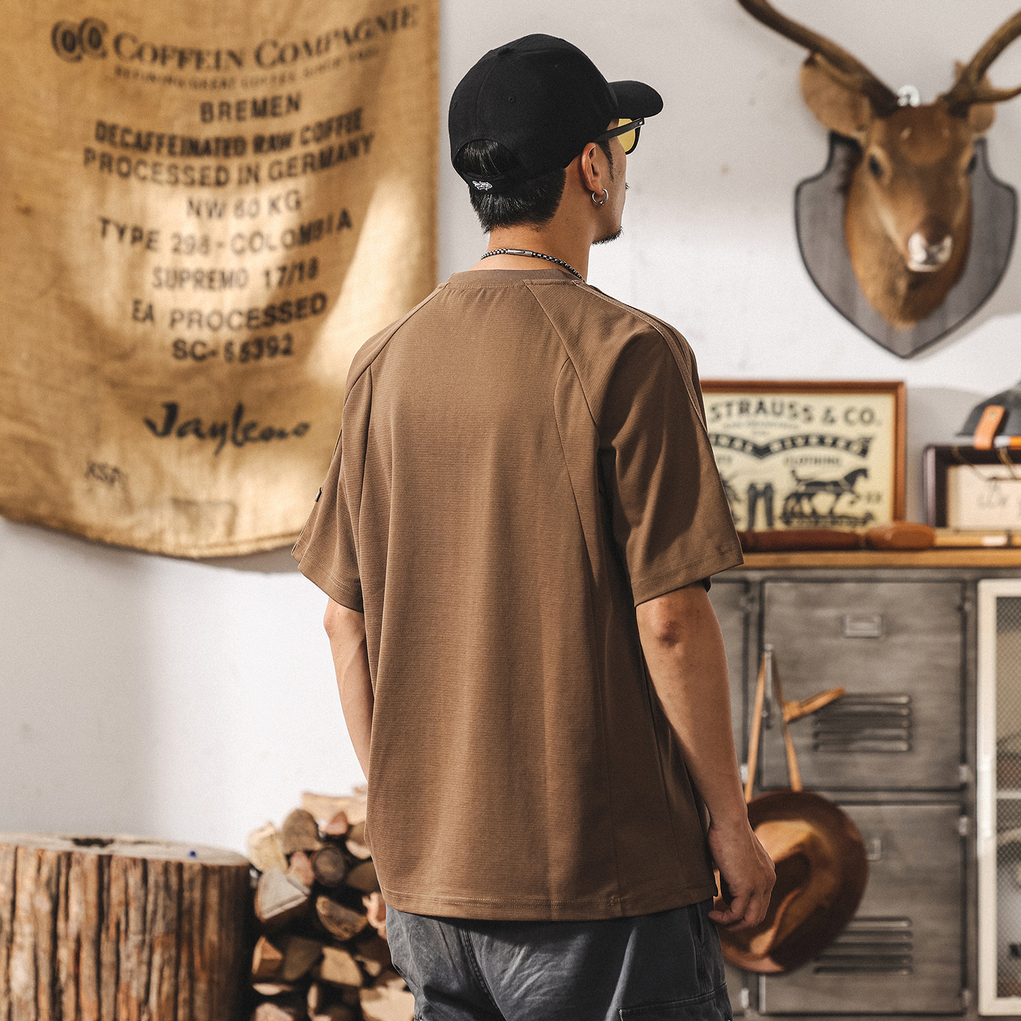 美式復古薄款T恤男士短袖夏季新款潮牌男裝寬鬆休閒半袖刺繡上衣T