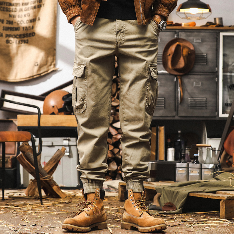 美式復古重磅工裝褲子男秋季2024新款束腳機能獵裝戰術男士休閒褲