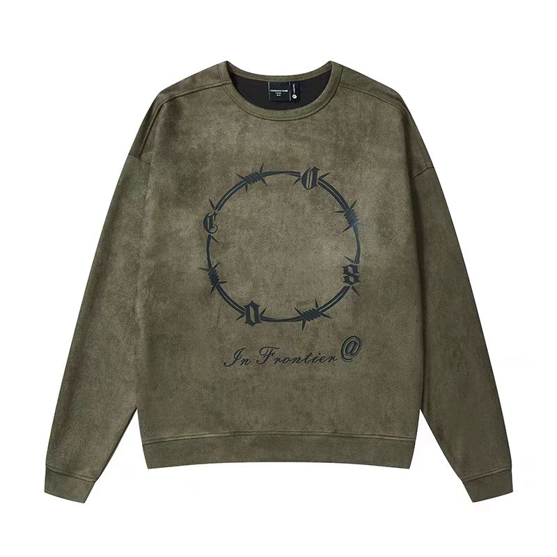 美式380g重磅衛衣男春秋款2023年新款潮流寬鬆麂皮絨復古衣服男